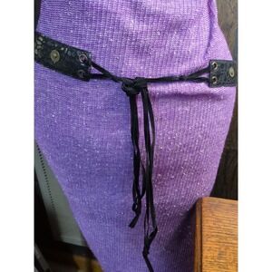 Black Tie Belt Brass Stud Velvet Burnout Reversible to Smooth Whimsigoth Boho